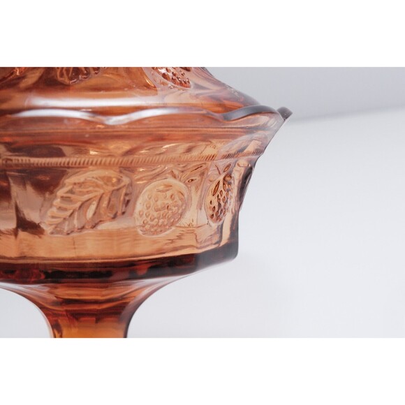 Vintage Indiana Glass Lidded Compote Candy Dish Nice Dark Amber 9" - Picture 4 of 9